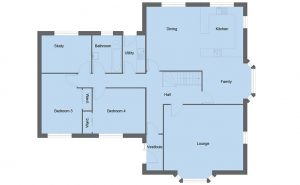 Lennox house type ground floor plan - 5 bedroom 1 ½ Storey Range - 246m2 floor area